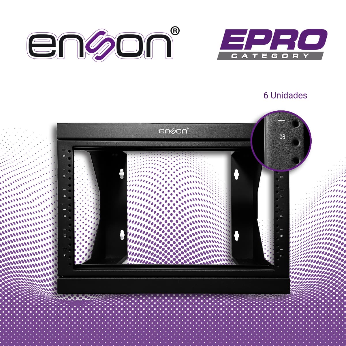 RACK PARED ENSON ENS-RKGO6U 6UR PREPARADO PARA ANCLAJE EN PARED UR MARCADAS MARCO DE RACK ABATIBLE POSTES PARA TORNILLO 12-24 5/8 CAPACIDAD DE CARGA 35 KG IDEAL PARA SOLUCIONES DONDE EL ESPACIO ES REDUCIDO - Miniatura 6