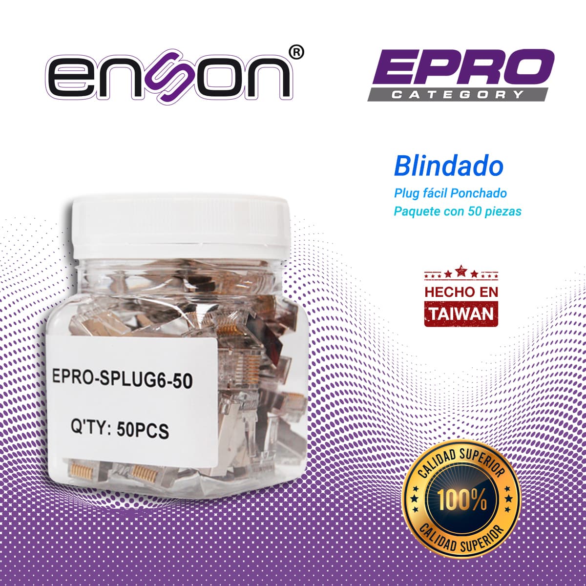 PLUG FACIL PONCHADO BLINDADO ENSON EPRO-SPLUG6-50 BOTE DE 50 PZS PARA CABLE UTP CAT6 CON SISTEMA DE PASO DE CABLES PASSTRU QUE FACILITA EL PONCHADO DE CABLE UTP YA QUE SE PUEDE IDENTIFICAR ERRORES DE MANERA MAS FACIL, REQUIERE USO DE PINZAS EPRO-PLUG - Miniatura 5