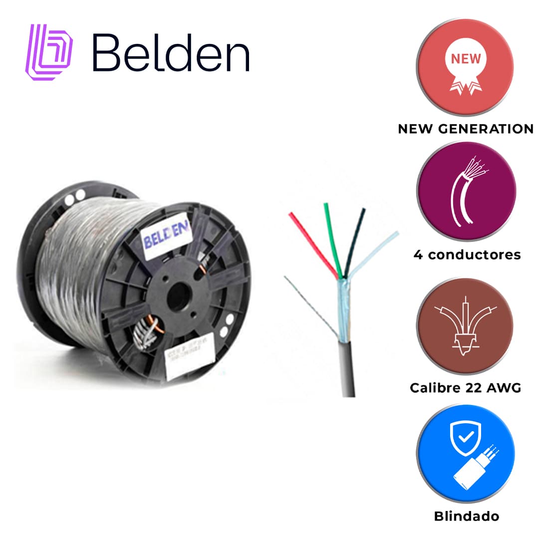 CABLE DE SEGURIDAD Y SONIDO BELDEN 5502FE 0081000 / INTERIOR / GRIS / 4 CONDUCTORES / 22 AWG / MULTIFILAR / FORRO PVC / CMR / BLINDADO / BOBINA / 1,000 PIES 305 METROS - Miniatura 3