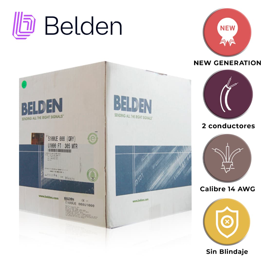CABLE DE SEGURIDAD Y SONIDO BELDEN 5100UE 008U1000 / INTERIOR / GRIS / 2 CONDUCTORES / 14 AWG / MULTIFILAR / FORRO PVC / CMR - CL3R - FPLR / EN CAJA / 1,000 PIES 305 METROS - Miniatura 6