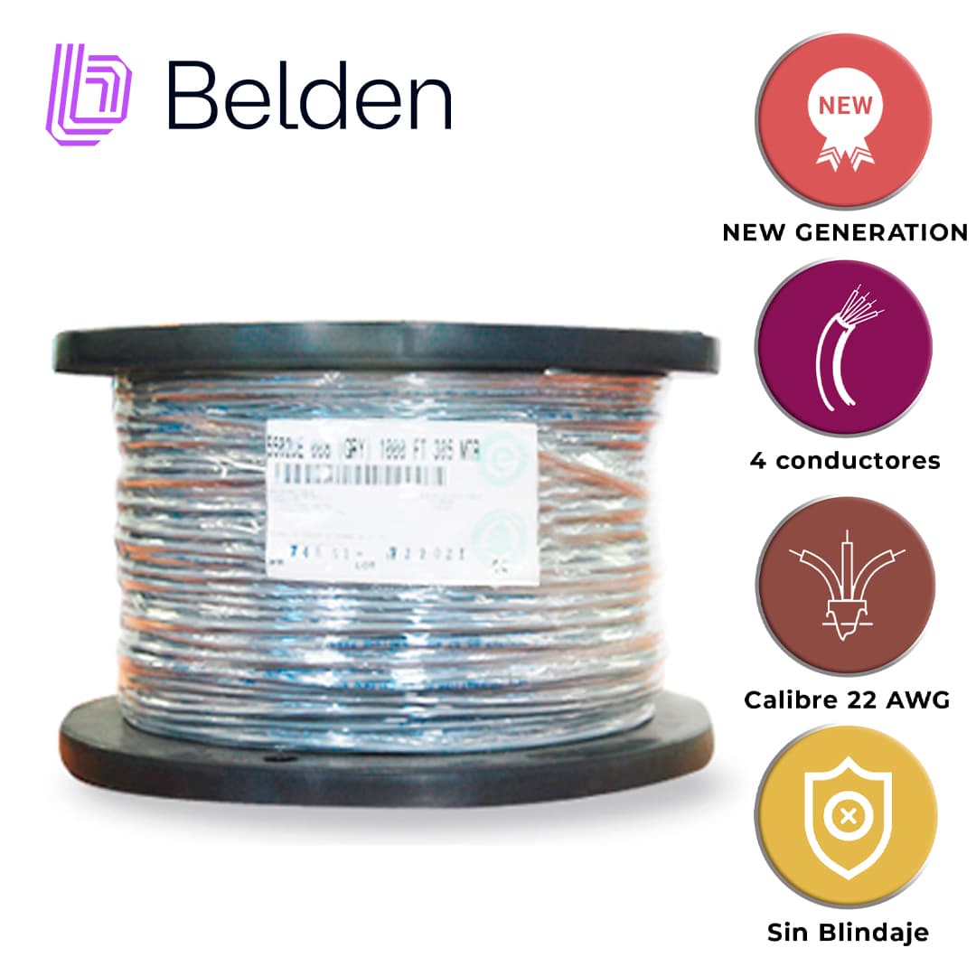 CABLE DE SEGURIDAD Y SONIDO BELDEN 5502UE 0081000 / INTERIOR / GRIS / 4 CONDUCTORES / 22 AWG / MULTIFILAR / FORRO PVC / CMR / BOBINA / 1,000 PIES 305 METROS - Miniatura 3