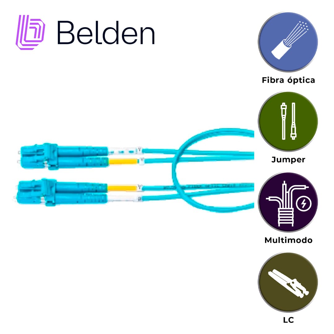 JUMPER DE FIBRA OPTICA MULTIMODO BELDEN FP3LDLD002M / INTERIOR / AQUA / OM3 / LC DUPLEX - LC DUPLEX / 50/125 MICRAS / OFNR / 2 METROS - Miniatura 3