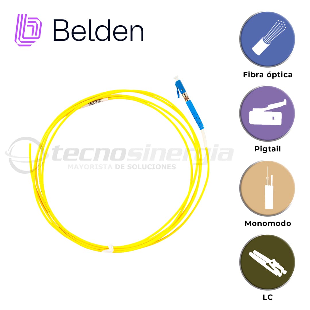 CONECTOR PIGTAIL MONOMODO BELDEN FTSLC2MMPS01 / OS2 / AMARILLO / LC SIMPLEX / 2 METROS - Miniatura 5
