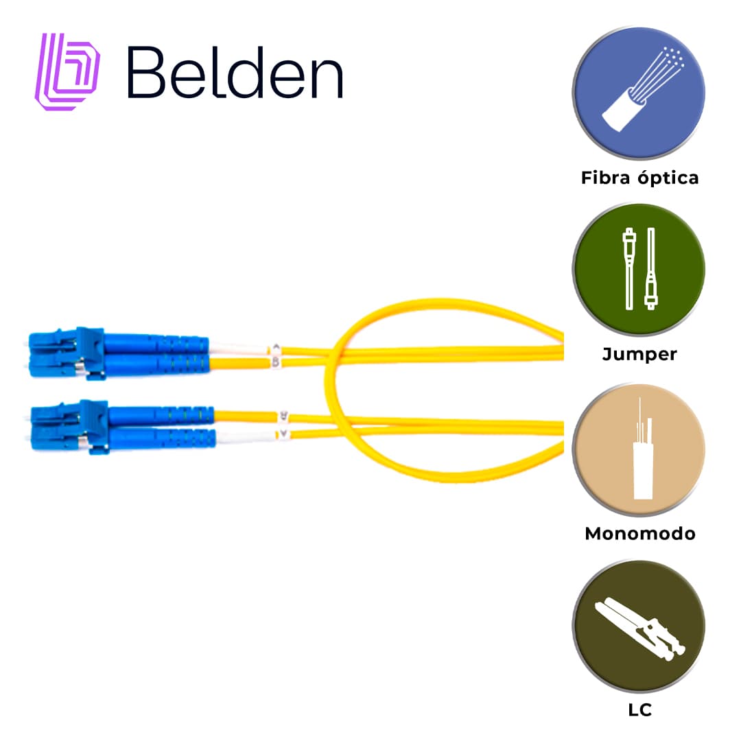 JUMPER DE FIBRA OPTICA MONOMODO BELDEN FPSLDLD003M / INTERIOR  / AMARILLO / OS2 / LC DUPLEX - LC DUPLEX /  9/125 MICRAS / OFNR / 3 METROS - Miniatura 3