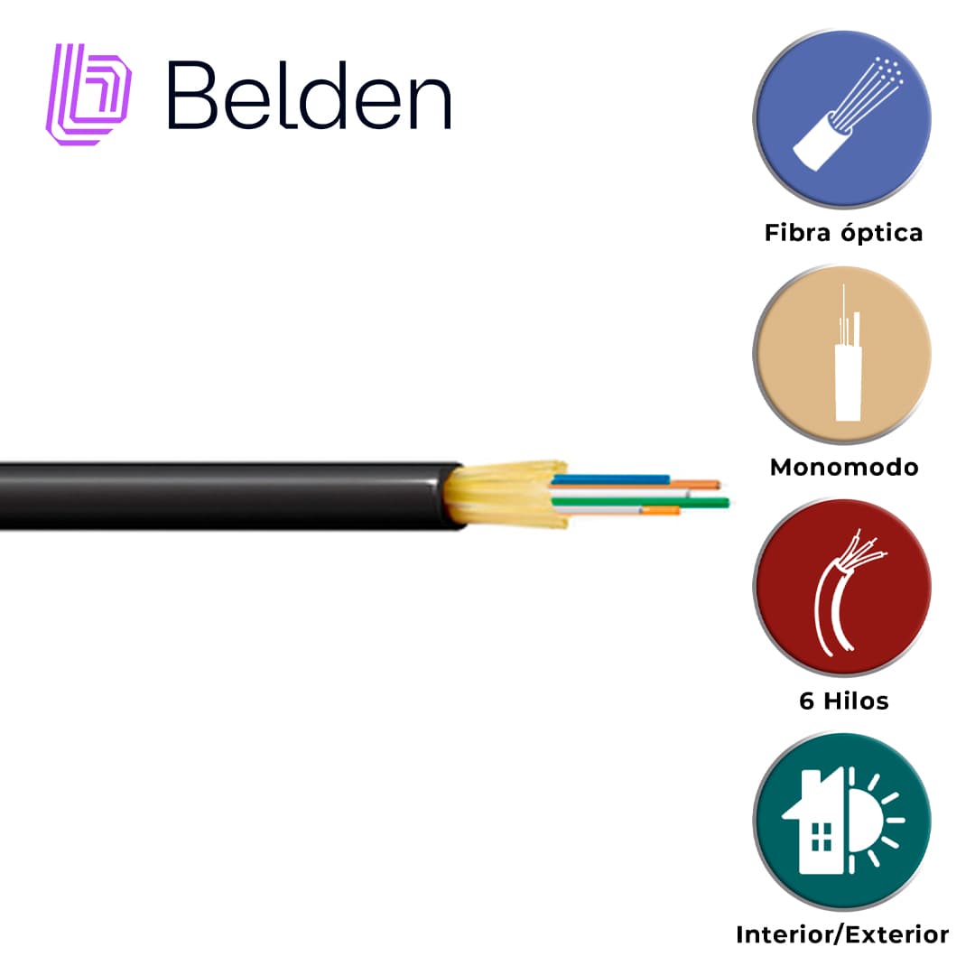 FIBRA OPTICA BELDEN FDSD006R9 / INTERIOR/EXTERIOR / NEGRO / OS2 / 6 HILOS / FORRO PVC / OFNR / BOBINA / 3,280 PIES 1,000 METROS - Miniatura 3
