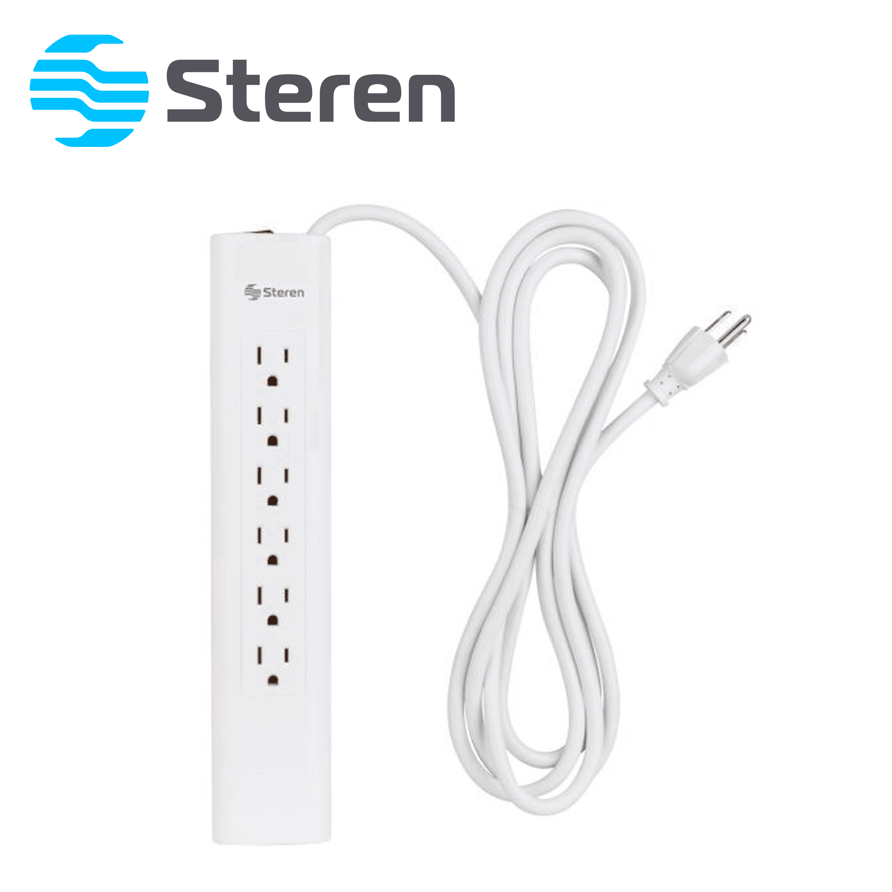 MULTICONTACTO DE 6 SALIDAS VERTICALES POLARIZADAS STEREN BARRA BARRA MULTI-V 6 BLANCA IDEAL PARA CONECTAR EQUIPOS DE COMPUTO Y APARATOS ELECTRONICOS - Miniatura 4