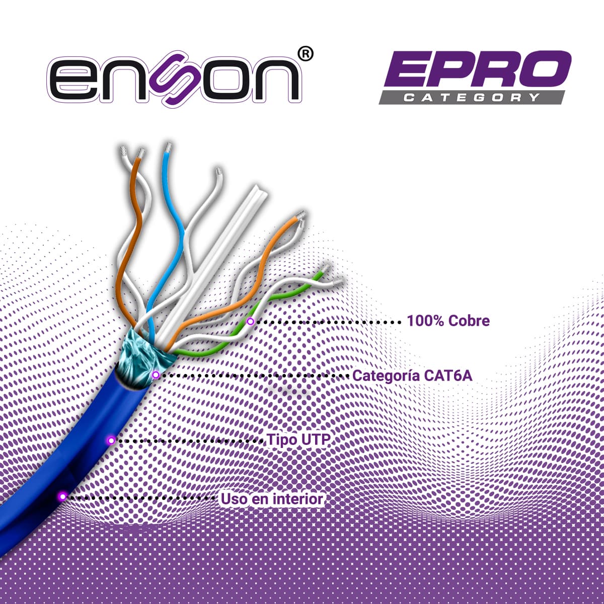 CABLE UTP CAT6A ENSON 12264L305 FORRO PVC AZUL 4 PARES 500MHZ 100 POR CIENTO COBRE USO INTERIOR / 1000 PIES / 305 METROS - Miniatura 6