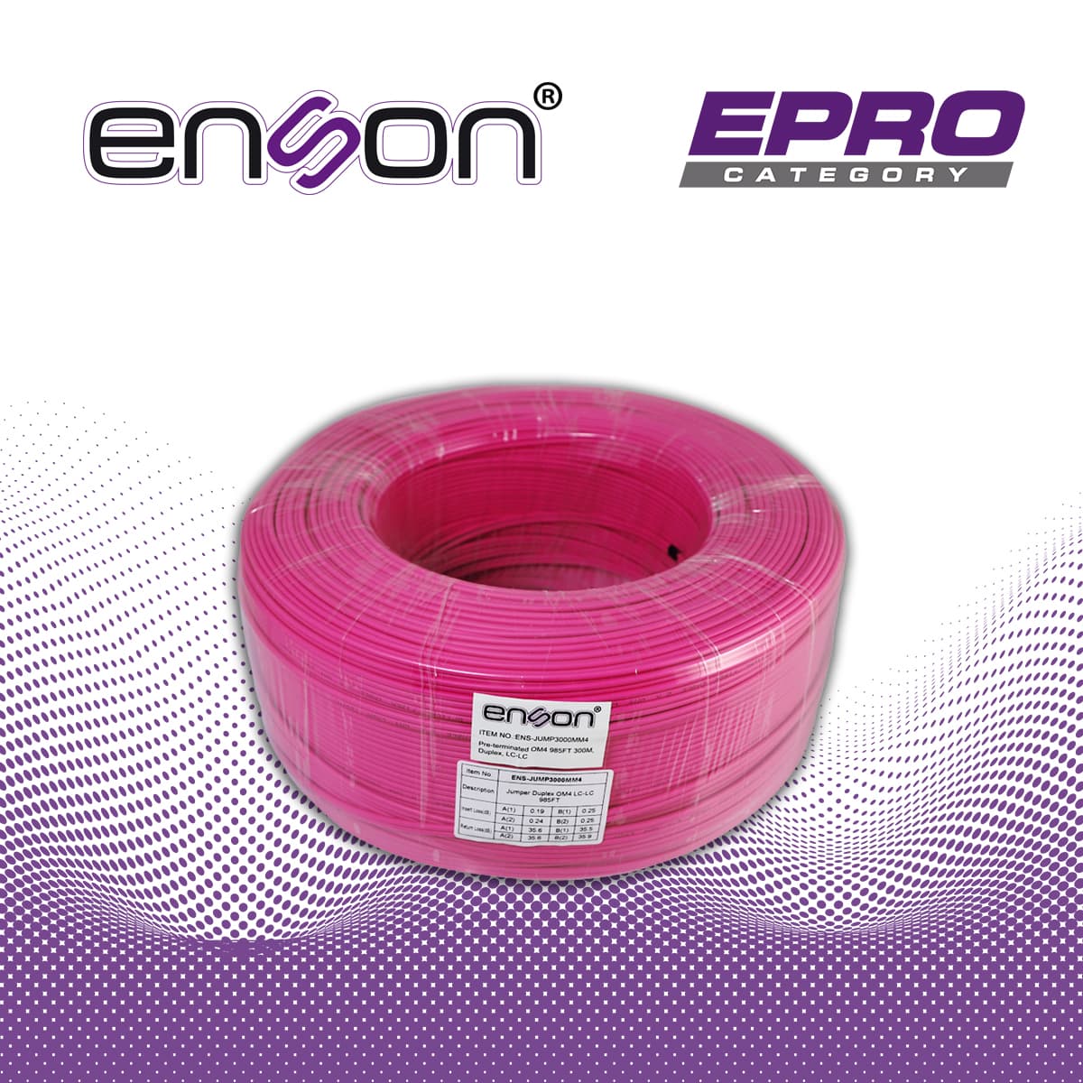 FIBRA OPTICA ENSON ENS-JUMP3000MM4 DE 300 METROS MULTIMODO OM4 ARMADA Y TERMINADA - Miniatura 4