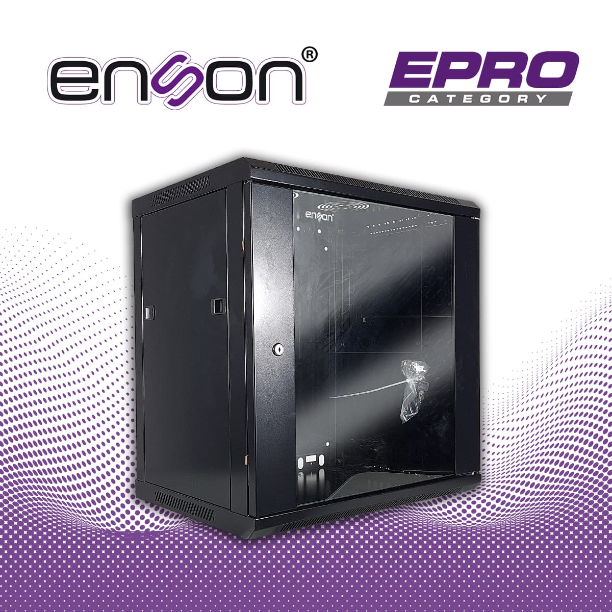 GABINETE DE PARED ENSON ENS-RKGB12U 12UR PUERTA FRONTAL DE CRISTAL TEMPLADO CON CERRADURA DE SEGURIDAD RANURA DE VENTILACION EN LA PARTE SUPERIOR PARA VENTILADORES DE 11 CM ENSAMBLADO 600X450X635MM - Miniatura 5