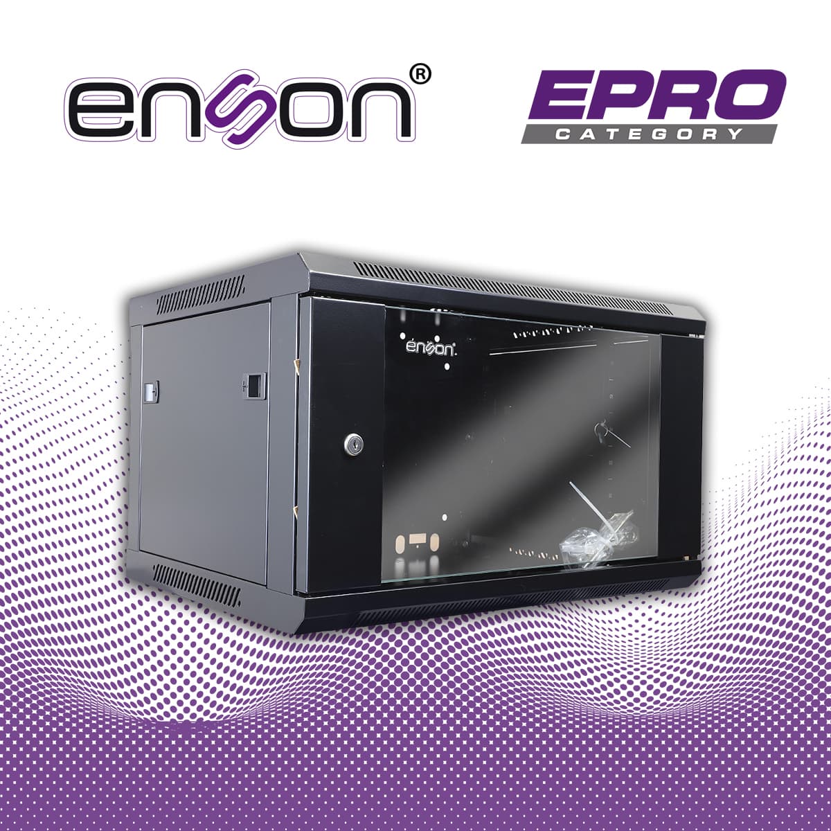 GABINETE DE PARED ENSON ENS-RKGB6U 6UR PUERTA FRONTAL DE CRISTAL TEMPLADO CON CERRADURA DE SEGURIDAD RANURAS DE VENTILACION EN LA PARTE SUPERIOR PARA 2 VENTILADORES DE 11 CM ENSAMBLADO 600X450X368MM - Miniatura 7