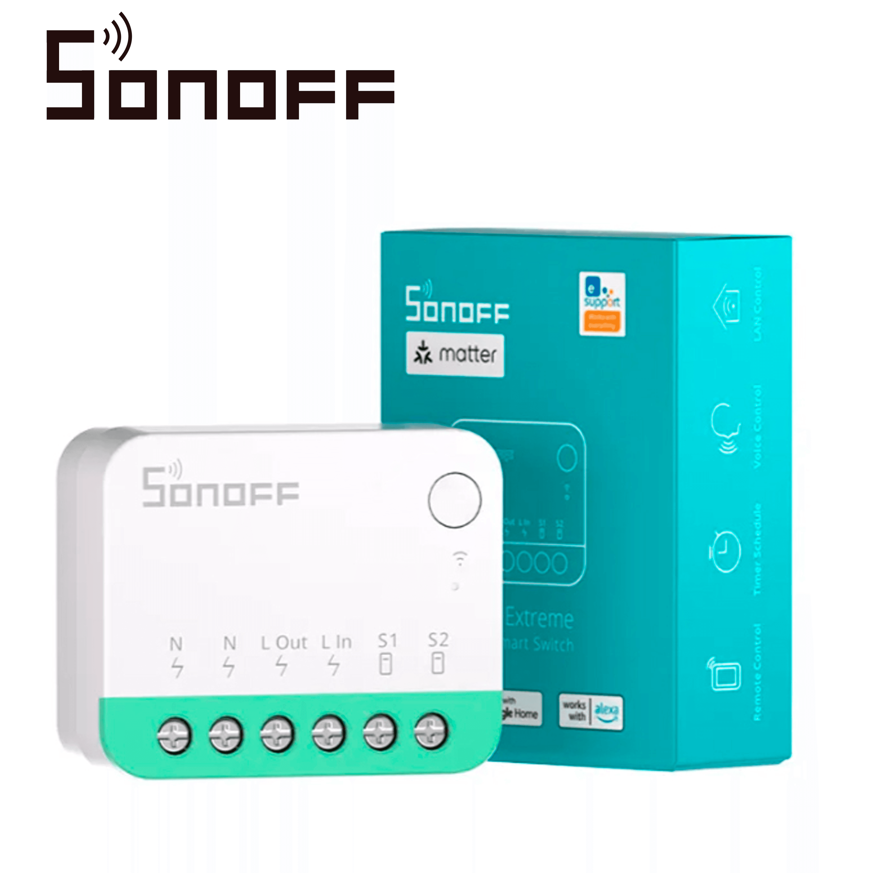 MINI INTERRUPTOR INWALL  ON/OFF SONOFF MINIR4M /  WIFI 2.4GHZ/ MATTER / CONTROLA  UN APAGADOR / SOLUCION DE SMART HOME / COMPATIBLE  CON GOOGLE HOME / ALEXA / APPLE HOME /CORRIENTE  MAXIMA  10 AMP - Miniatura 4