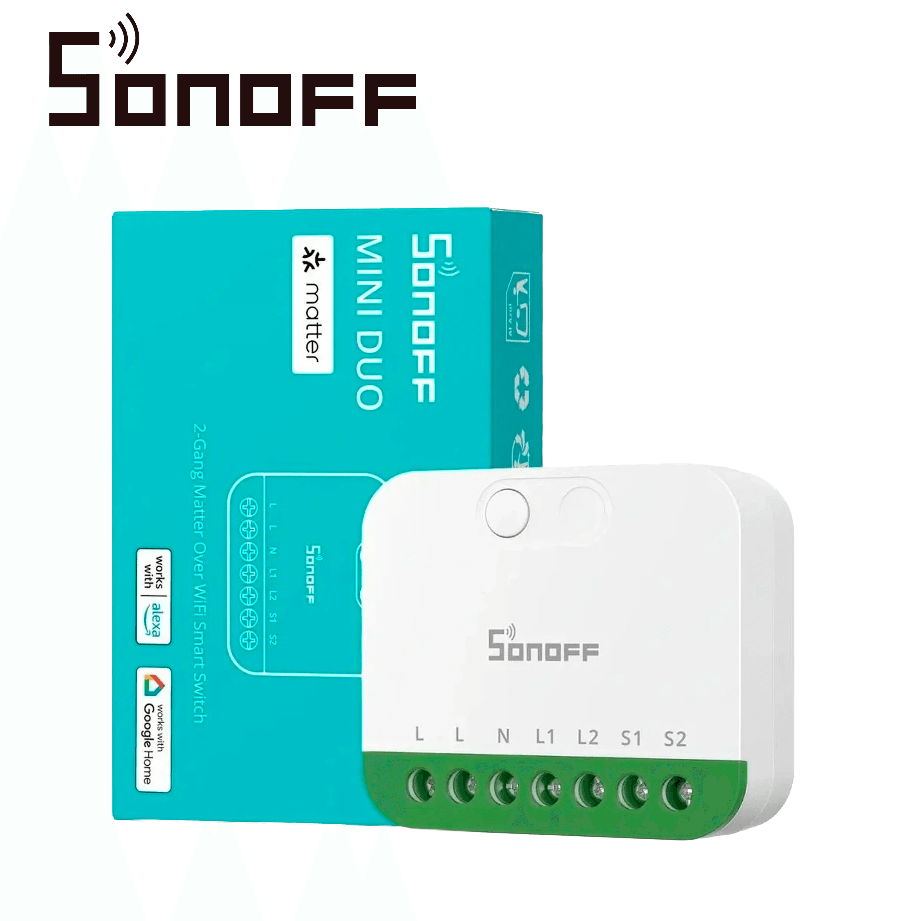 MINI INTERRUPTOR INALAMBRICO SONOFF MINI-2GS / MATTER / WIFI 2.4GHZ/ 2 CANALES INDEPENDIENTES / CARGA  TOTAL  DE  16 AMPERE / COMPATIBLE CON  GOOGLE HOME / ALEXA / APPLE HOME / HOME ASSISTANT - Miniatura 4