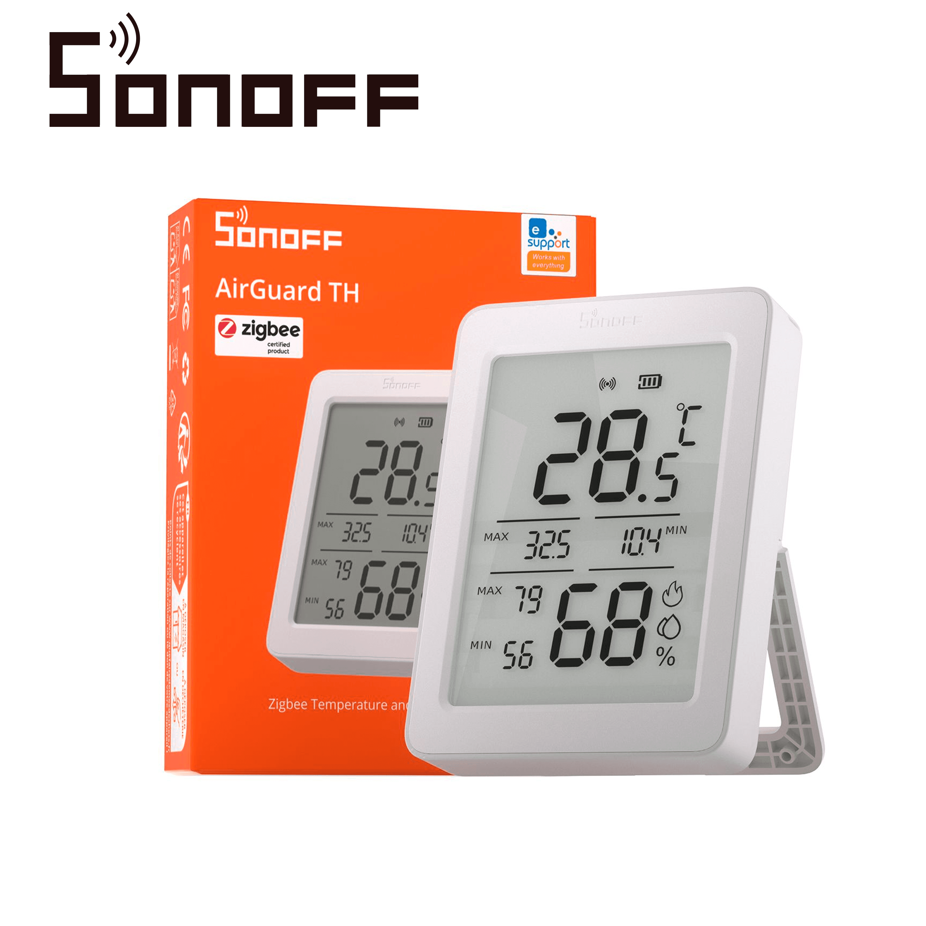 SENSOR DE TEMPERATURA Y HUMEDAD  SONOFF SNZB-02DR2 / ZIGBEE 3.0/ PANTALLA DE 3.6 PULGADAS - Miniatura 4