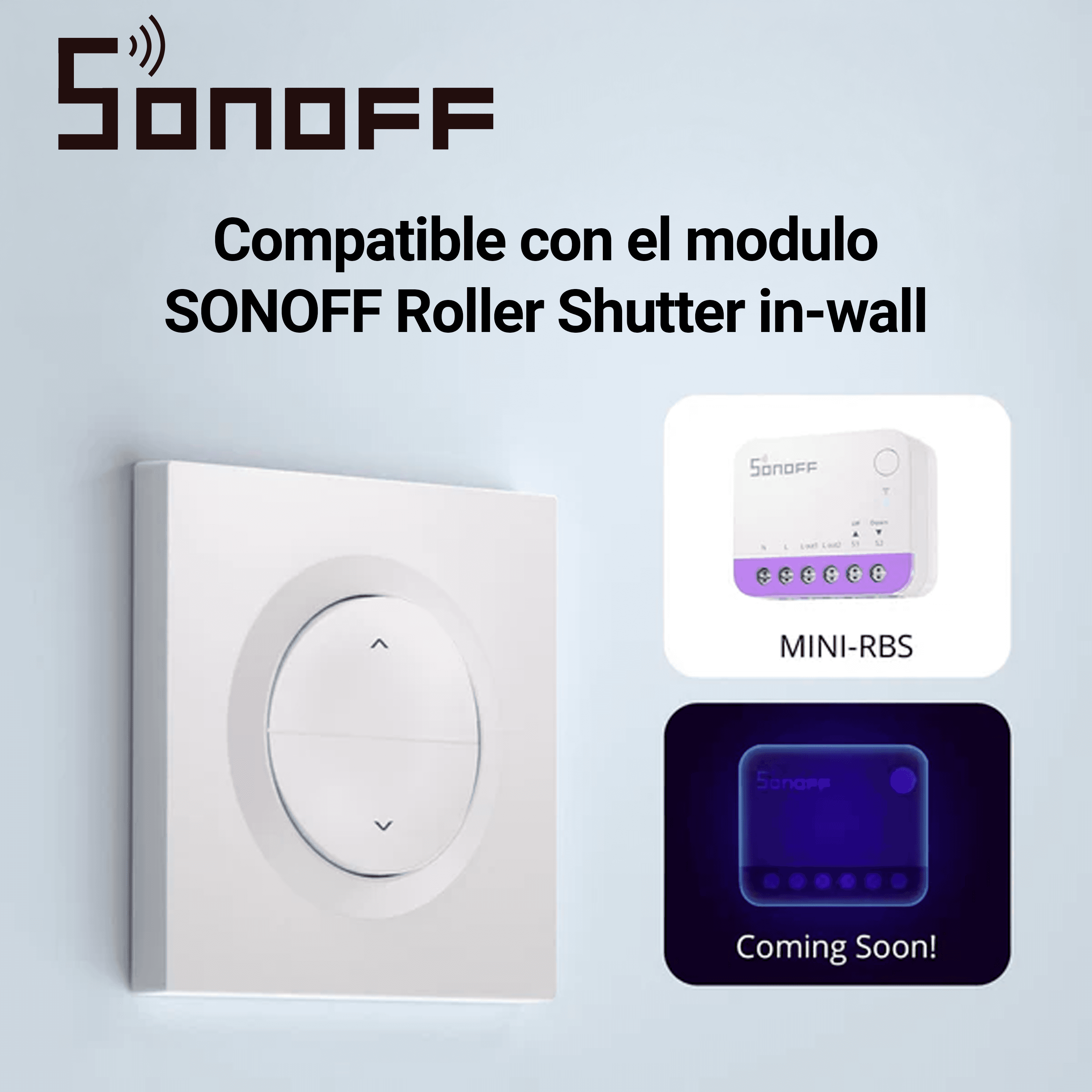 CAJA DE INTERRUPTOR DE PARED PARA PERSIANAS ENROLLABLES SONOFF ERBS/ COMPATIBLE CON LOS MINI-RBS / CUENTA CON UN ESPACIO PARA  COLOCAR EL MINI-RBS - Miniatura 3