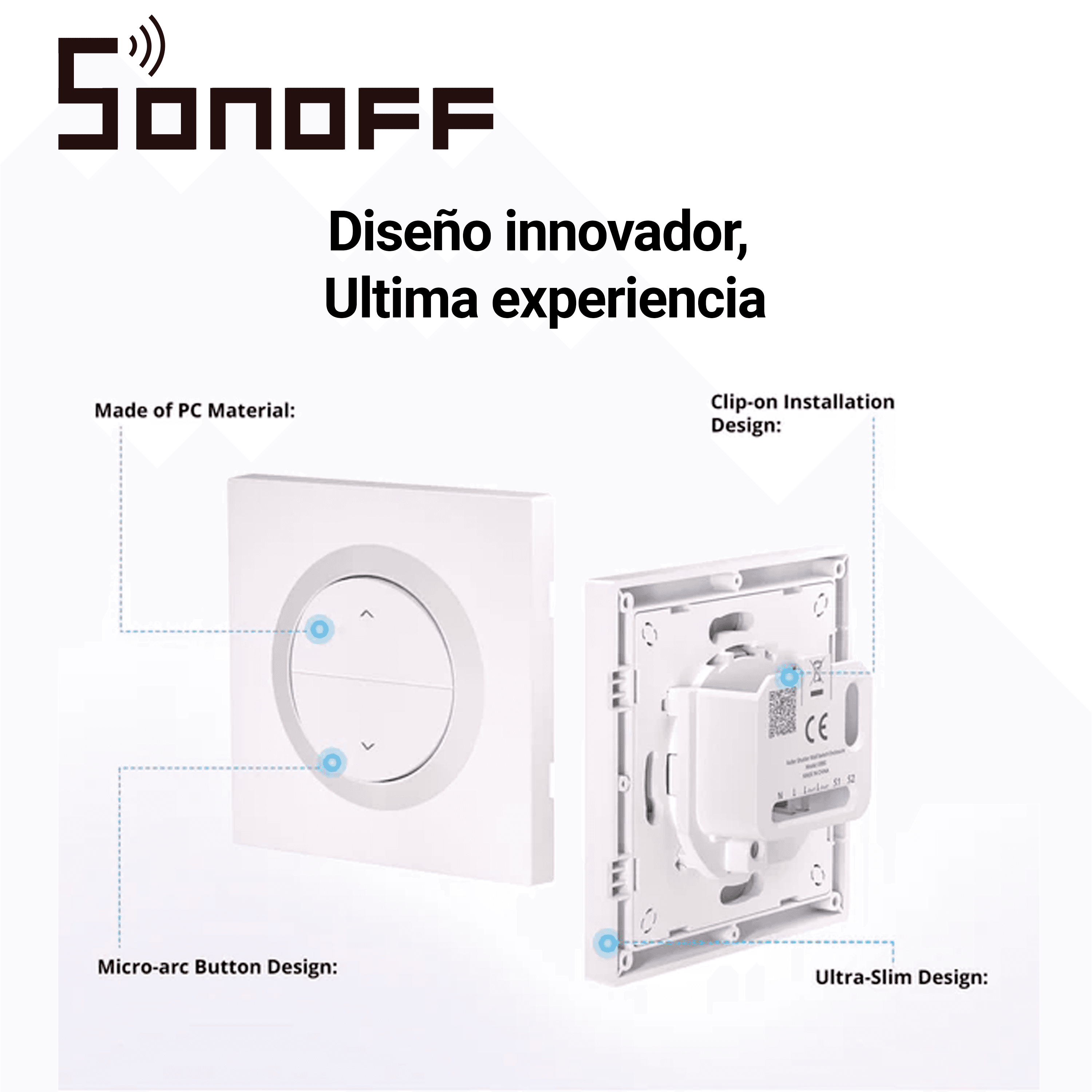 CAJA DE INTERRUPTOR DE PARED PARA PERSIANAS ENROLLABLES SONOFF ERBS/ COMPATIBLE CON LOS MINI-RBS / CUENTA CON UN ESPACIO PARA  COLOCAR EL MINI-RBS - Miniatura 4