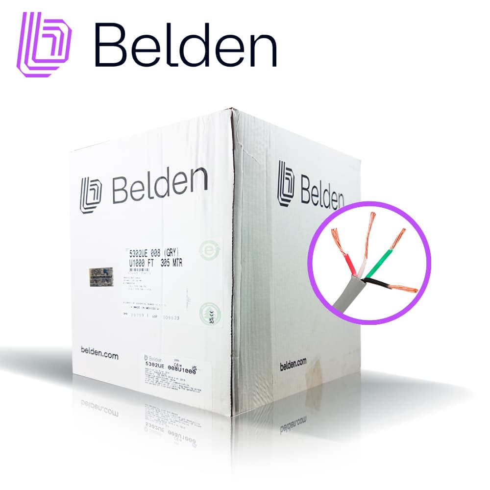 CABLE DE SEGURIDAD Y SONIDO BELDEN 5302UE 008U1000 / INTERIOR / GRIS / 4 CONDUCTORES / 18 AWG / MULTIFILAR / FORRO PVC / CMR / EN CAJA / 1,000 PIES 305 METROS - Miniatura 5