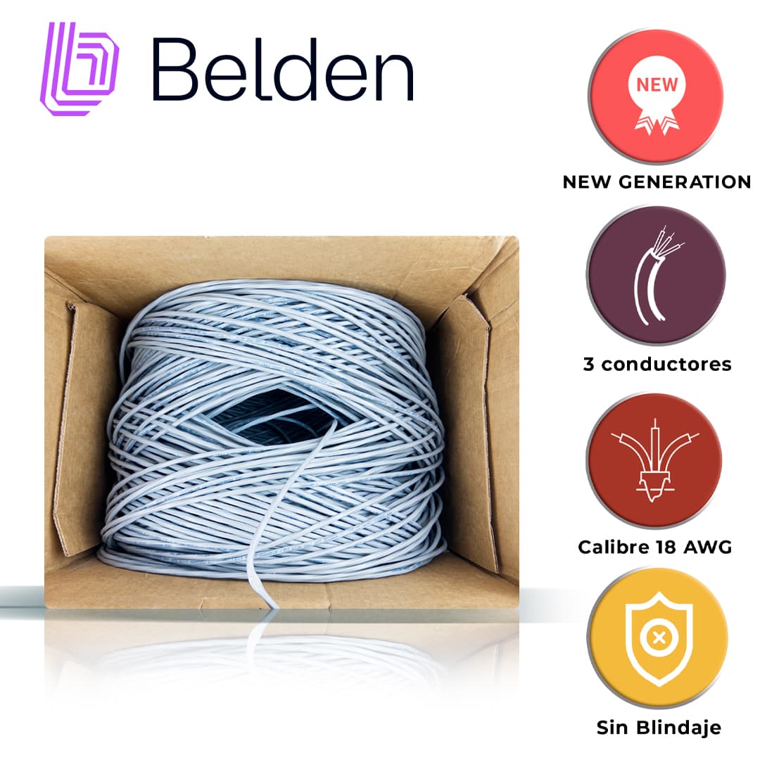 CABLE DE SEGURIDAD Y SONIDO BELDEN 5301UE 008U1000 / INTERIOR / GRIS / 3 CONDUCTORES / 18 AWG / MULTIFILAR / FORRO PVC / CMR / EN CAJA / 1,000 PIES 305 METROS - Miniatura 5