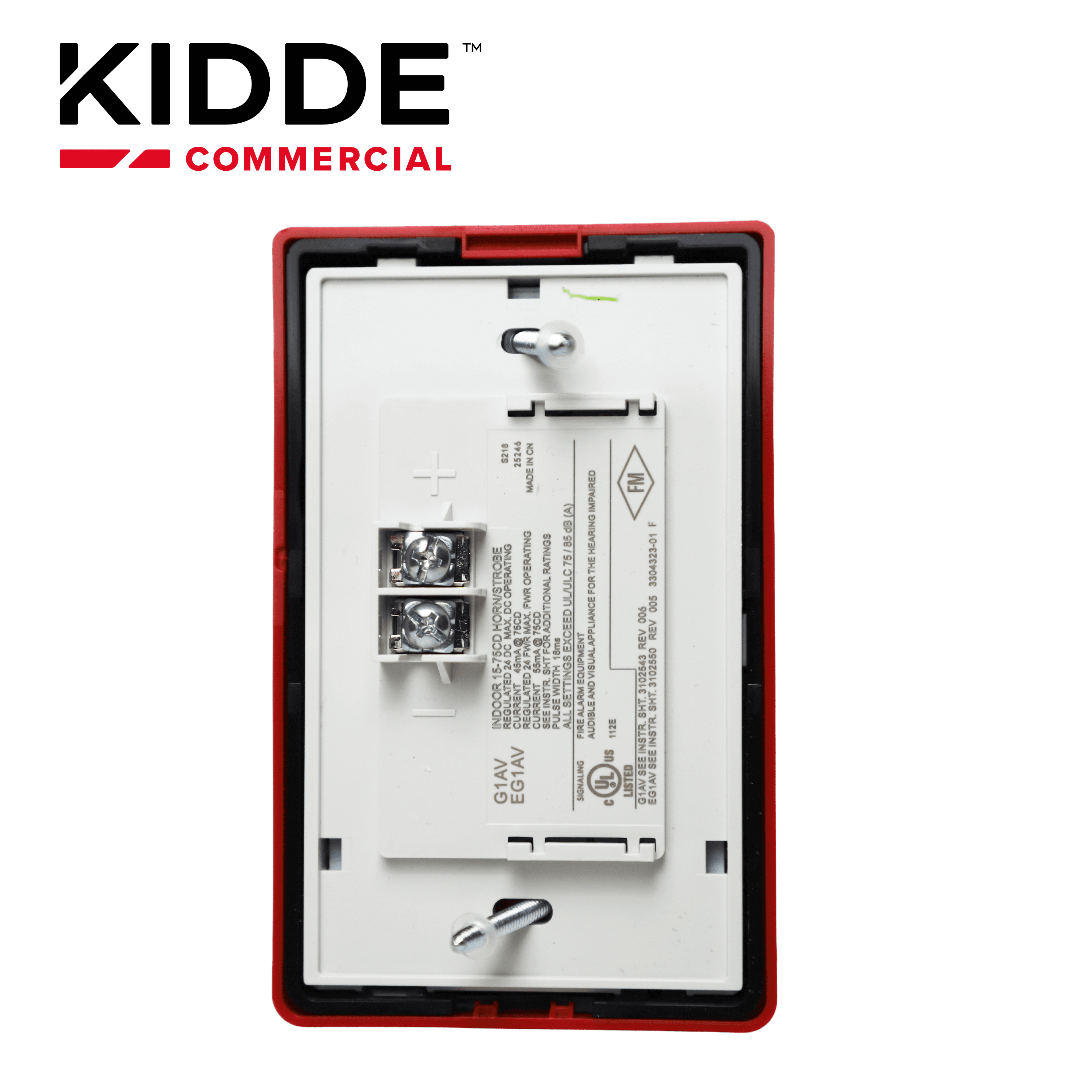 SIRENA CON ESTROBO LED KIDDE EG1AVRF DE 24 VDC 55 mA PARA PARED ROJO COMPATIBLE CON LOS PANELES VS1 Y VS4 (TRABAJA CON PANELES DE TERCEROS A 24VDC) - Miniatura 5
