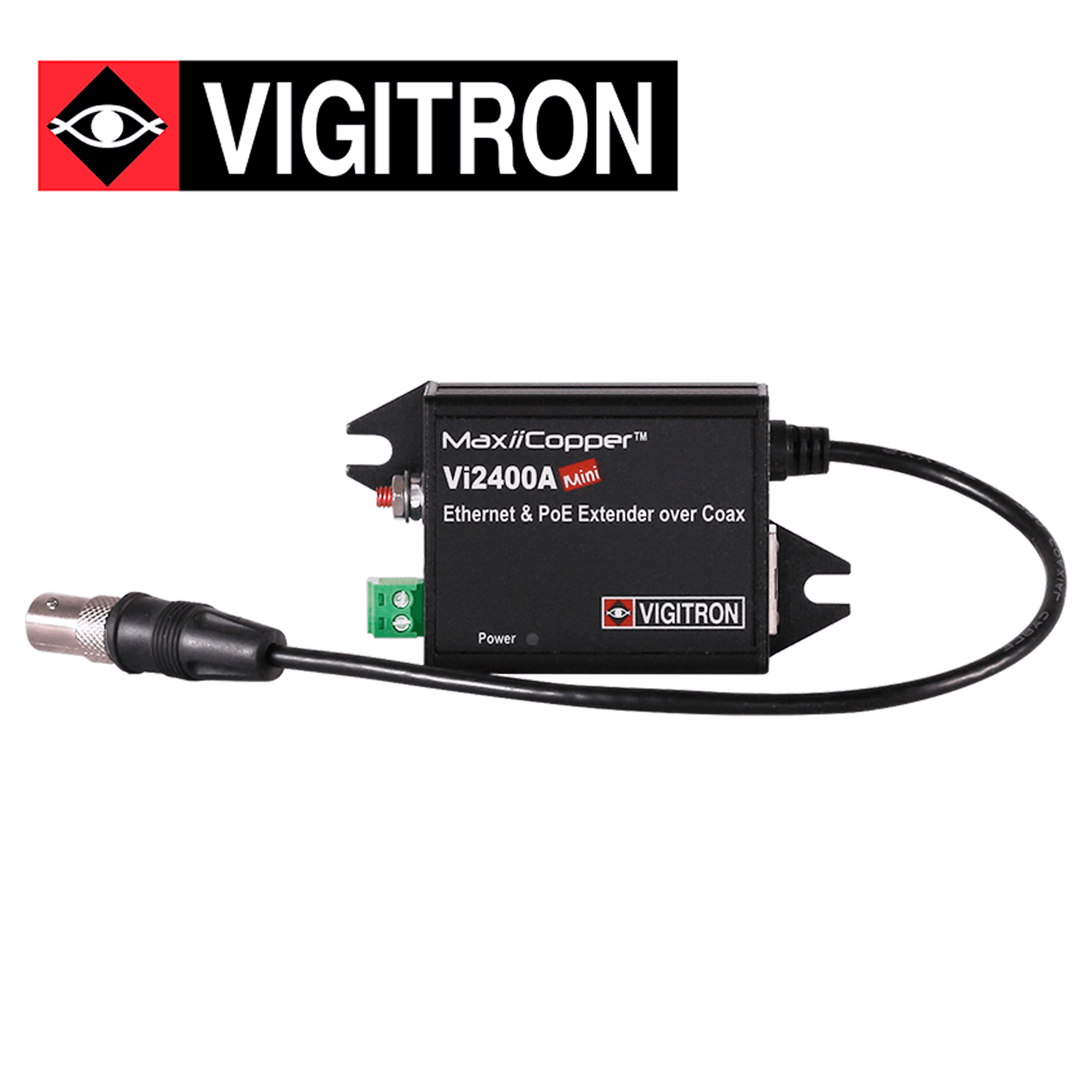 EXTENSOR POE VIGITRON ULTRACOMPACTO VI2400A POR COAXIAL / DISTANCIA HASTA 1515 METROS / COMPATIBLE CON POE AF/AT / REQUIERE FUENTE ALIMENTACION EXTERNA 12V CC / 1.8 W POE / 1.5 W CON FUENTE EXTERNA - Miniatura 2