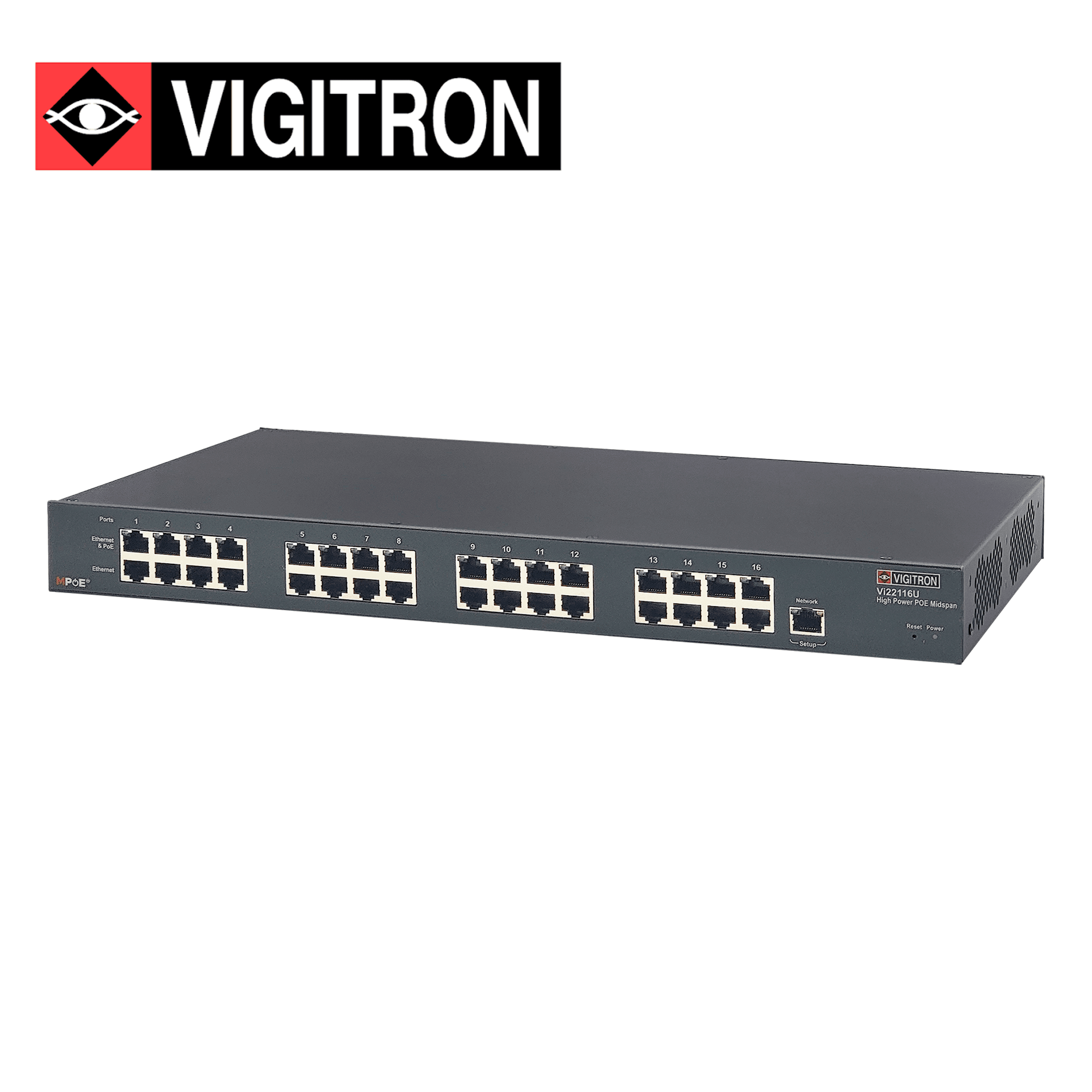 MIDSPAN ADMINISTRABE VIGITRON VI22116U / 16 PUERTOS POE 10M/100M/1000M/2500M / COMPATIBLE POE AF/AT/BT / HASTA 90W POR PUERTO / 730W POE TOTAL - Miniatura 2