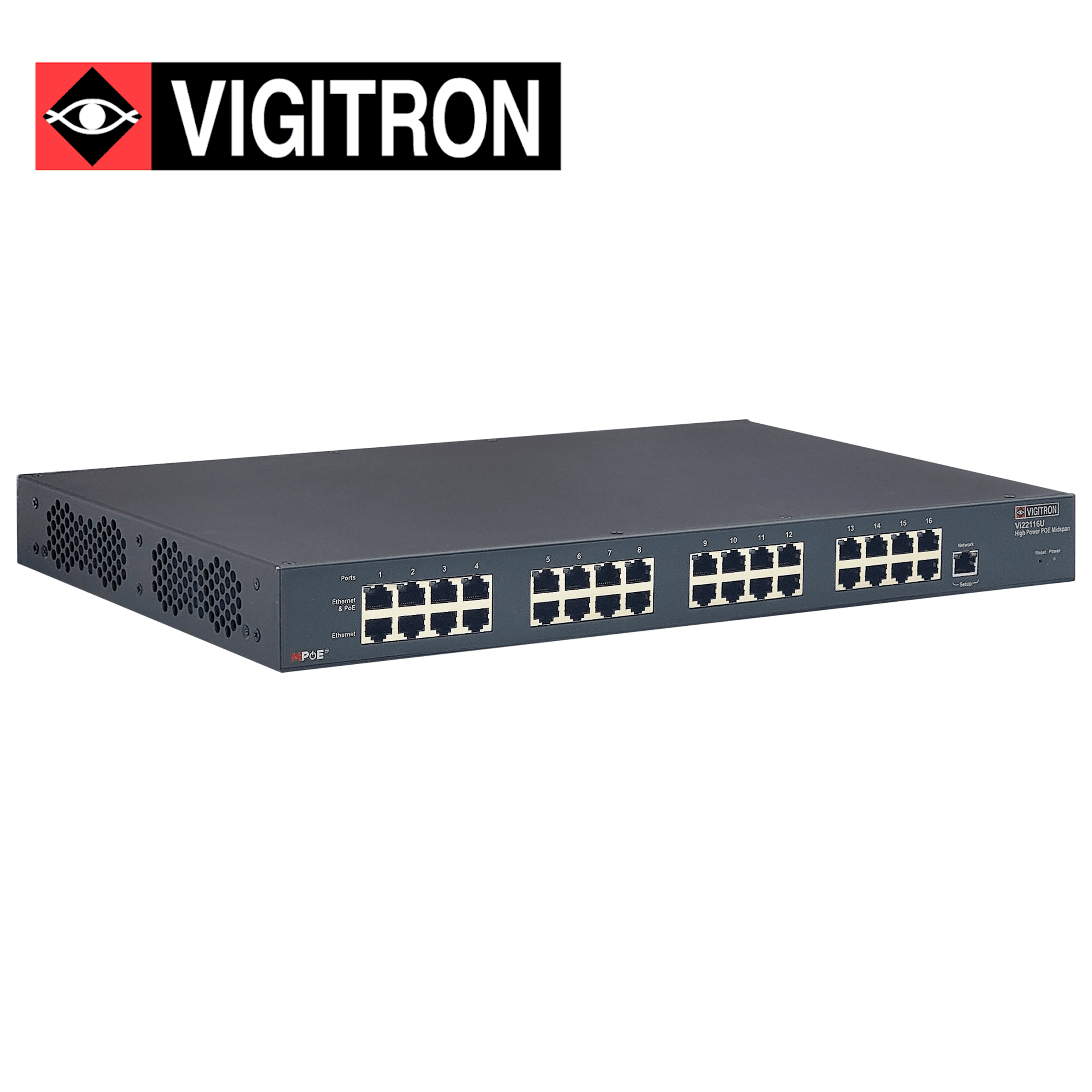 MIDSPAN ADMINISTRABE VIGITRON VI22116U / 16 PUERTOS POE 10M/100M/1000M/2500M / COMPATIBLE POE AF/AT/BT / HASTA 90W POR PUERTO / 730W POE TOTAL - Miniatura 3
