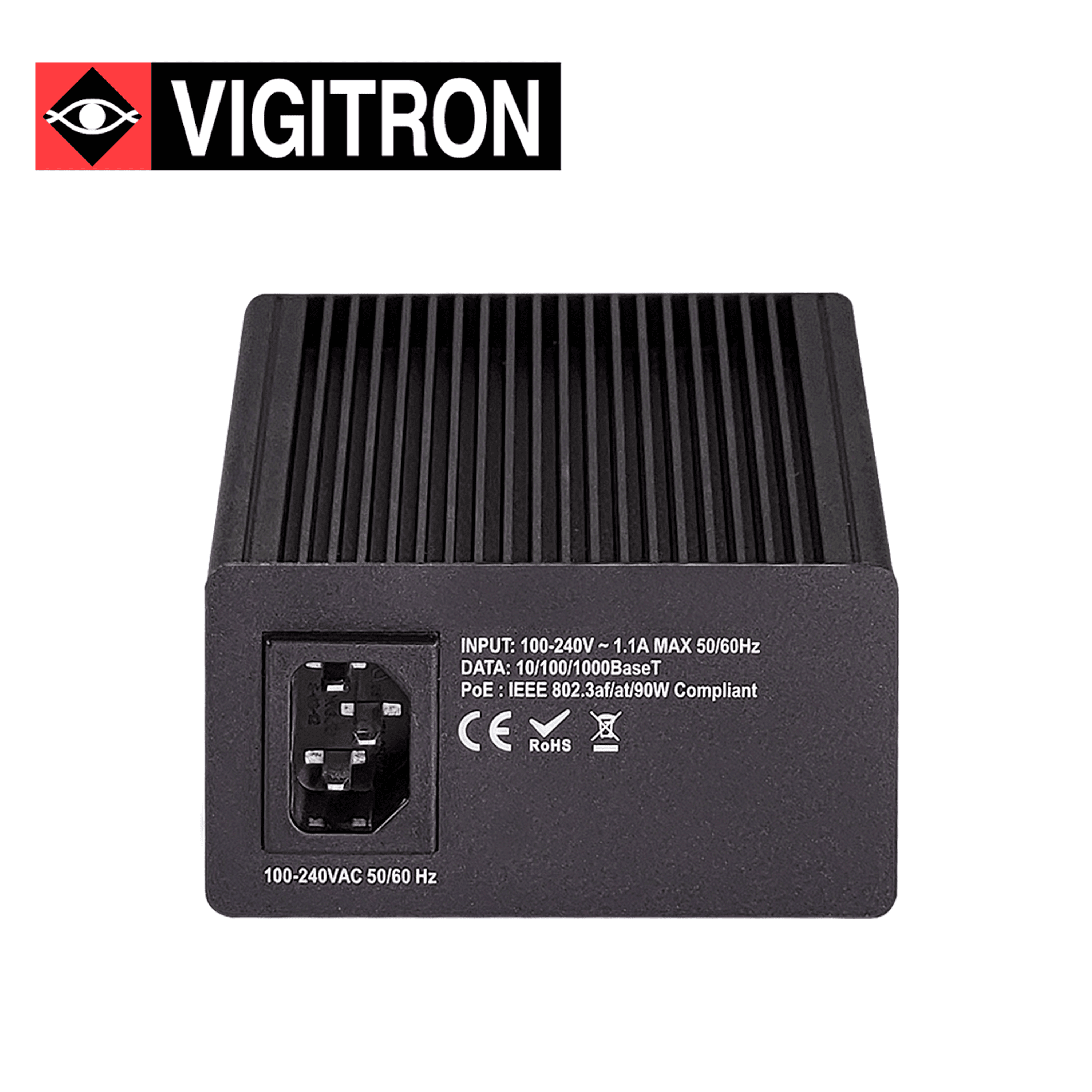 INYECTOR POE VIGITRON  VI22001U / COMPATIBLE CON POE AF/AT/BT / FUENTE ALIMENTACION ACTIVA INTEGRADA 90W / UPOE 60W /10M /100M /1000M - Miniatura 2