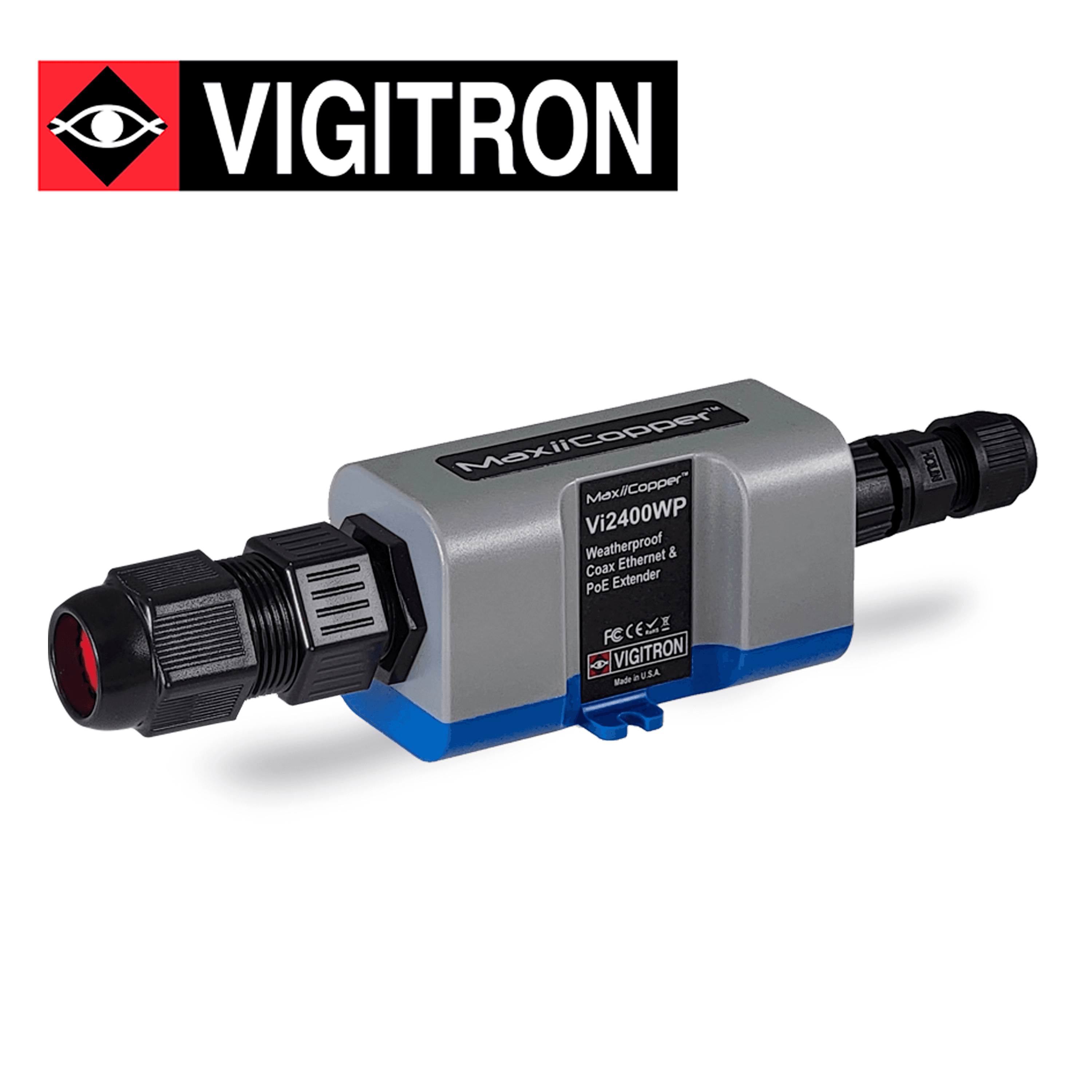 EXTENSOR POE PARA EXTERIOR VIGITRON VI2400WP POR COAXIAL / DISTANCIA HASTA 1515 METROS / COMPATIBLE CON POE AF/AT / REQUIERE FUENTE ALIMENTACION EXTERNA 12V CC / 1.8 W POE / 1.5 W CON FUENTE EXTERNA - Miniatura 2