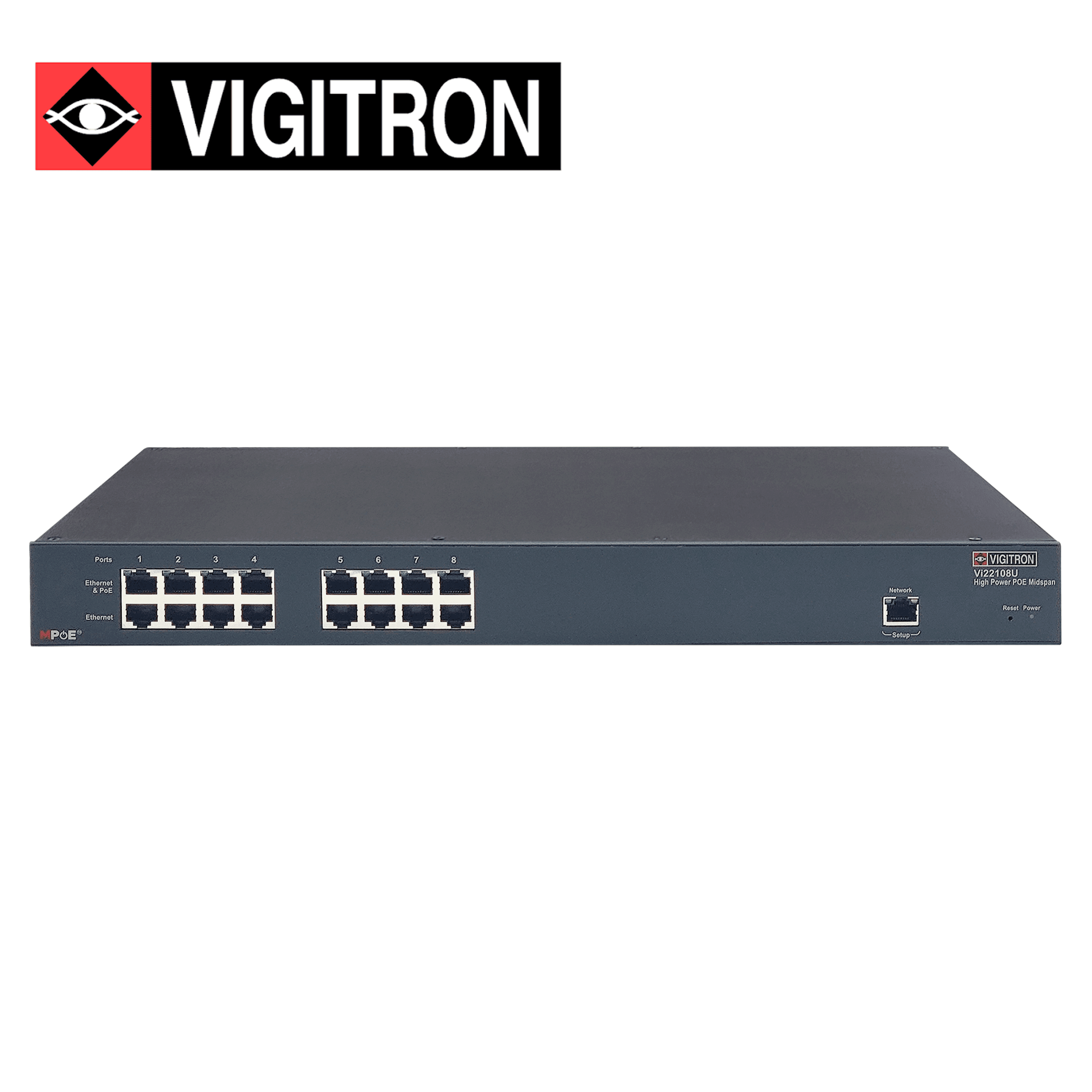 INYECTOR ADMINISTRABE VIGITRON VI22108U / 8 PUERTOS POE 10M/100M/1000M/2500M / COMPATIBLE POE AF/AT/BT / HASTA 90W POR PUERTO / 730W POE TOTAL - Miniatura 3