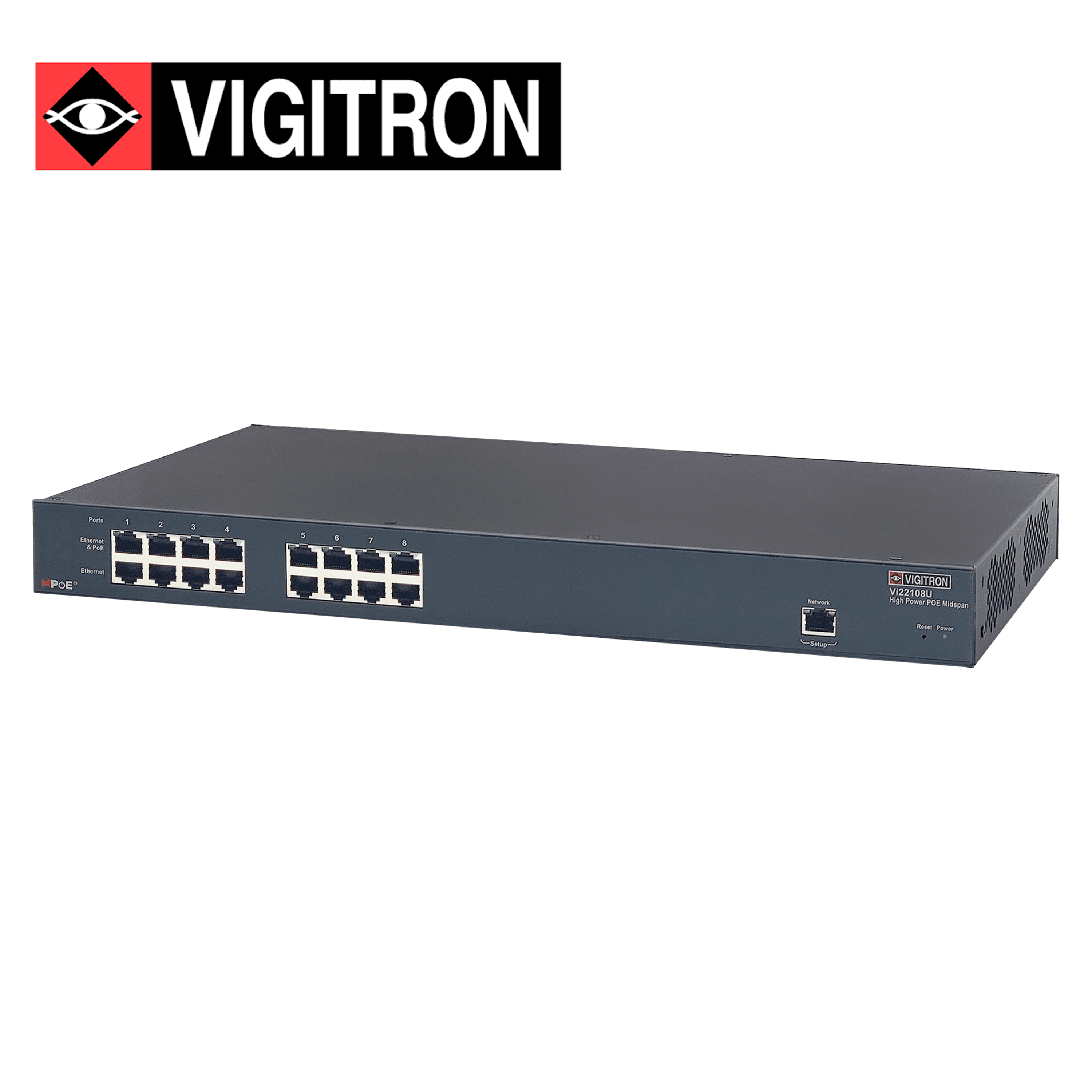 INYECTOR ADMINISTRABE VIGITRON VI22108U / 8 PUERTOS POE 10M/100M/1000M/2500M / COMPATIBLE POE AF/AT/BT / HASTA 90W POR PUERTO / 730W POE TOTAL - Miniatura 4