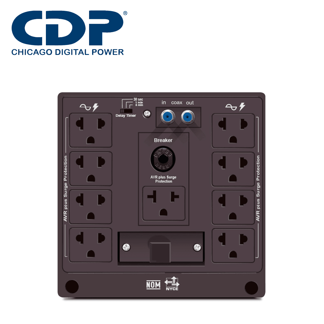 REGULADOR DE VOLTAJE R-AVR2408 CDP / 2400VA / 1200W / 8 CONTACTOS NEMA 5-15R / AVR / SUPRESION DE PICOS 525 JOULES / RETARDO DE REINICIO AJUSTABLE / PROTECCION COAXIAL / 120V - Miniatura 4